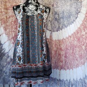 Patrons of peace backless boho 2 layers dress S